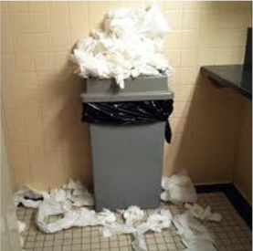 trash full of paper towels